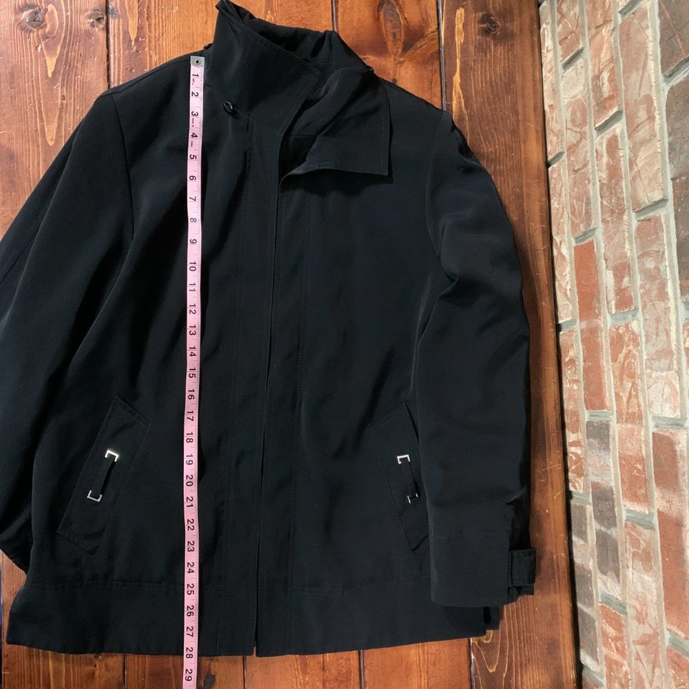 Women's Gallery Black Medium Hidden Full Zip Double Collar Polyester Jacket EUC - Picture 10 of 13